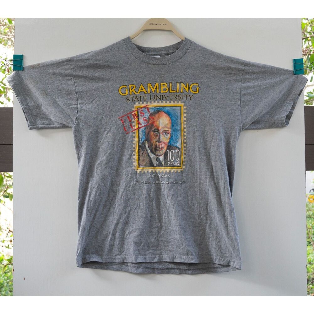 Vintage Grambling State University 100 Years HBCU‎ T-Shirt Heather Gray Size L